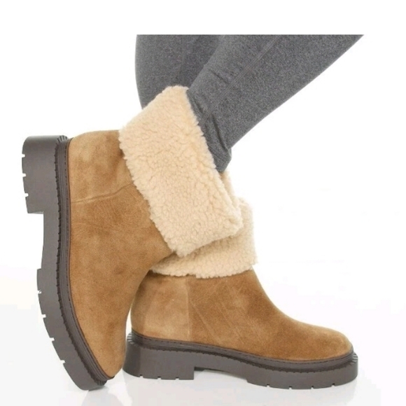 Marc Fisher Vina Tan Shearling Womens Winter Boots Size 6.5 - Picture 1 of 8